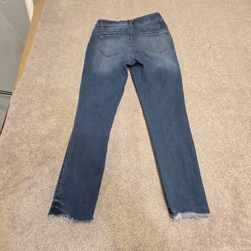 Democracy "Ab" Technology Jeans Size 6 Distressed Skinny Raw Hem Stretch Denim